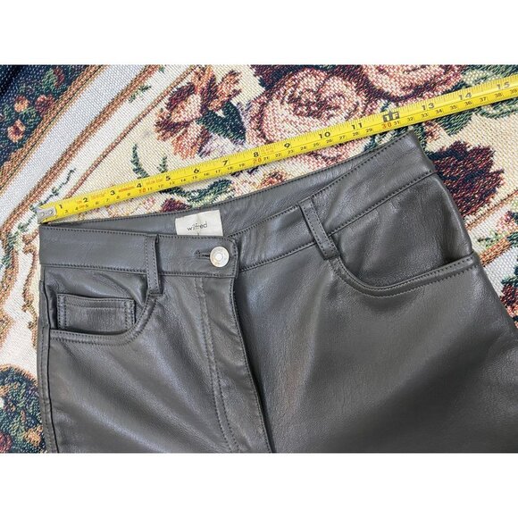 Aritzia Wilfred The Melina Faux Leather Straight leg Pants Womens 2 Gray Green - Picture 8 of 16
